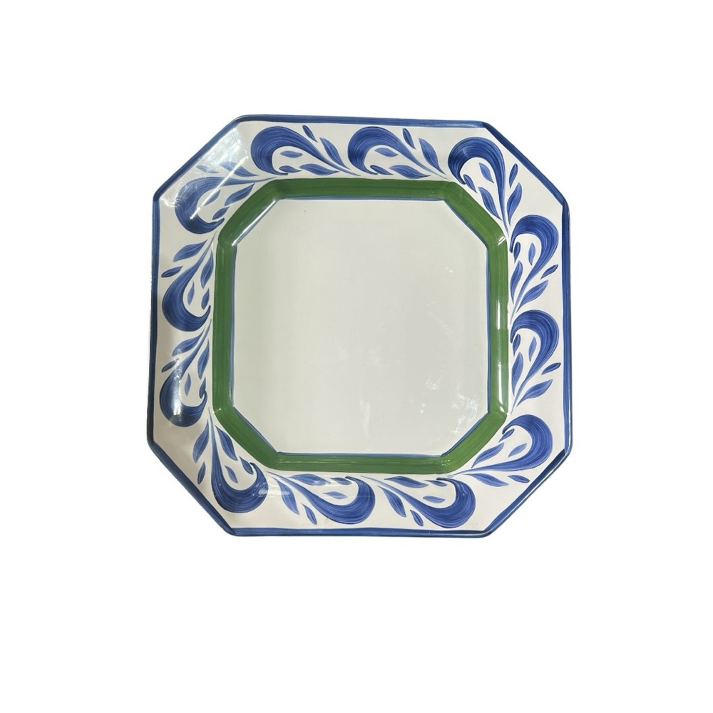 Herend Hungary Blue and Green Swirl Dinner Plate